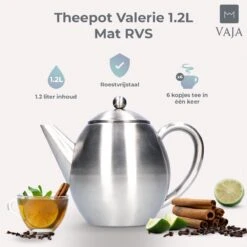Vaja Valerie - Theepot Met Filter - Dubbelwandig - RVS - 1.2L -Tefal Keuken Verkoopwinkel 1200x1200 941