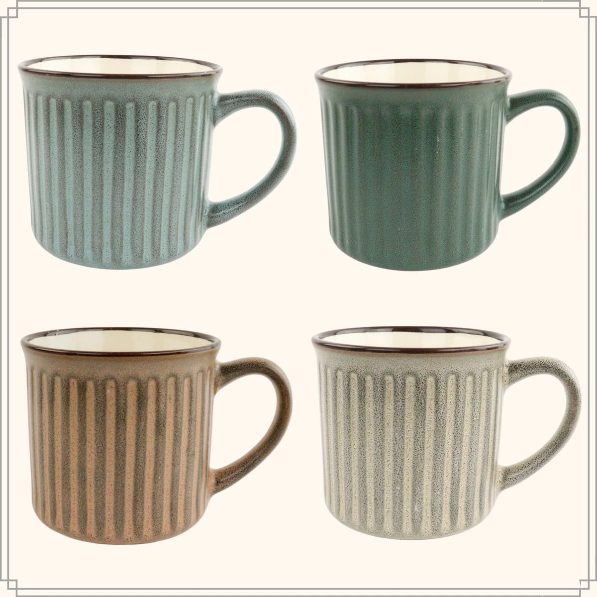 OTIX Koffiekopjes - Met Oor - Set Van 4 - Aardewerk - 200 Ml 2 OTIX Koffiekopjes - Met Oor - Set Van 4 - Aardewerk - 200 Ml - Afbeelding 2