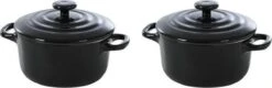 BK Bourgogne Cocotte Ø 10 Cm - 2 Stuks - Zwart - Oven