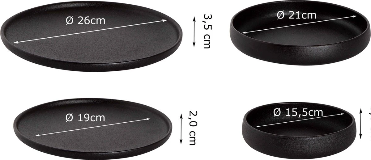 Maastricht Porselein Serviesset Universe Porselein 6-persoons 24-delig Zwart 10 Maastricht Porselein Serviesset Universe Porselein 6-persoons 24-delig Zwart - Afbeelding 10