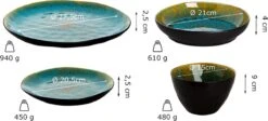 Palmer Serviesset Lotus Stoneware 6-persoons 24-delig Zwart Turquoise -Tefal Keuken Verkoopwinkel 1200x544 1