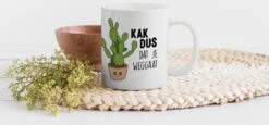 Mok - Koffiemok - Spreuken - Quote - 'Kak Dus Dat Je Weggaat' - Baan - Mokken - 350 ML - Beker - Koffiemokken - Theemok - Mok Met Tekst -Tefal Keuken Verkoopwinkel 1200x557 2