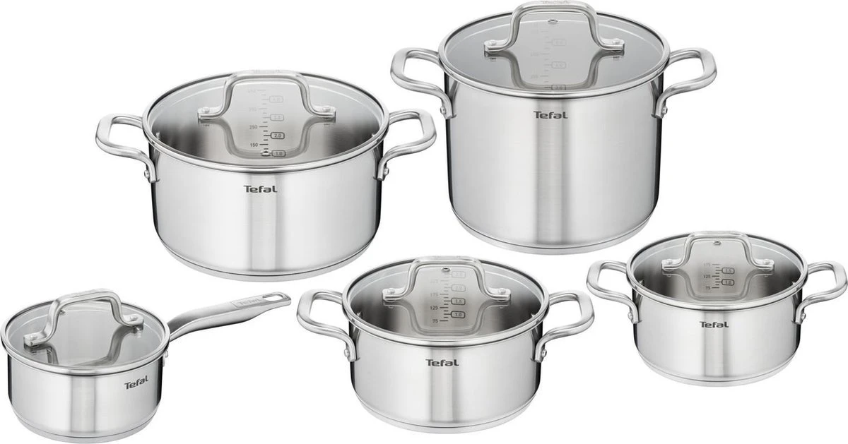 Tefal Virtuoso Pannenset 5 Delig - Hoge Kookpan Ø 22 Cm + Steelpan Ø 16 Cm + Kookpannen Ø 18/20/24 Cm 1 Tefal Virtuoso Pannenset 5 Delig - Hoge Kookpan Ø 22 Cm + Steelpan Ø 16 Cm + Kookpannen Ø 18/20/24 Cm