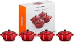 Tefal Keuken Verkoopwinkel 20 Le Creuset Aardewerken Mini Pannetjes Set Van 4 Stuks Kersenrood
