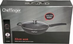 Cheffinger Wokpan Met Deksel - 32cm - Zwart - Pan - Keukenaccessoires -Tefal Keuken Verkoopwinkel 1200x730