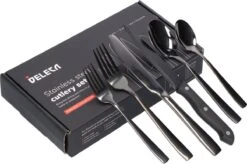 Deleca 6 Persoons Bestekset (36-delig) - Lepels, Messen, Vorken & Steakmessen - Vaatwasserbestendig - Zwart / RVS -Tefal Keuken Verkoopwinkel 1200x796