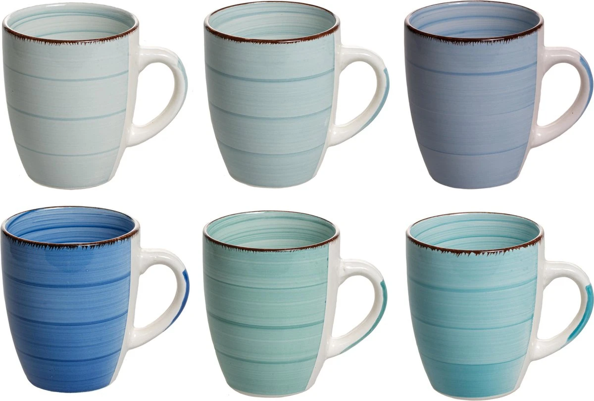 Studio Tavola Mokken Ocean Blue 350 Ml - 6 Stuks 1 Studio Tavola Mokken Ocean Blue 350 Ml - 6 Stuks