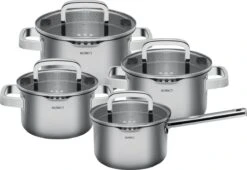 Sola Pannenset Juvia - 4 Delig - Ø 16,16,18,20 Cm - Zilver - RVS - Sandwichbodem -Tefal Keuken Verkoopwinkel 1200x826 1