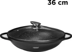 BIKO - Wokpan Ø 36 Cm - Marmeren Coating - Glazen Deksel - Wadjan - Zwart -Tefal Keuken Verkoopwinkel 1200x866 1