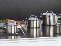 Sola Pannenset Juvia - 4 Delig - Ø 16,16,18,20 Cm - Zilver - RVS - Sandwichbodem -Tefal Keuken Verkoopwinkel 1200x905 1