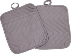 Roegaarden Pannenlappen - Pannenlap - 2 Stuks - Met Insteekvakken - Grijs