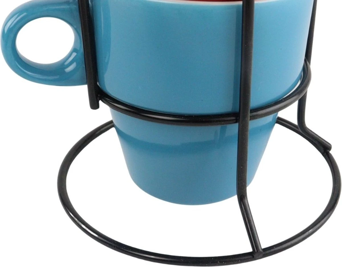 Orange85 Koffiekopjes - Met Houder - Set Van 6 - Gekleurd - 300 Ml - Keramiek 7 Orange85 Koffiekopjes - Met Houder - Set Van 6 - Gekleurd - 300 Ml - Keramiek - Afbeelding 7