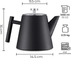 Silberthal - Theepot Met Filter - 1 L - RVS Dubbelwandig - Zwart - Cadeau -Tefal Keuken Verkoopwinkel 1200x986 2