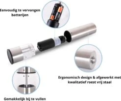 MD-Goods ® Elektrische Peper En Zoutmolen Set - Pepermolen - RVS - Cadeau - Restaurant Kwaliteit 6 MD-Goods ® Elektrische Peper En Zoutmolen Set - Pepermolen - RVS - Cadeau - Restaurant Kwaliteit -Tefal Keuken Verkoopwinkel 1200x994