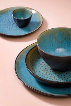 Palmer Serviesset Lotus Stoneware 6-persoons 24-delig Zwart Turquoise -Tefal Keuken Verkoopwinkel 801x1200 6