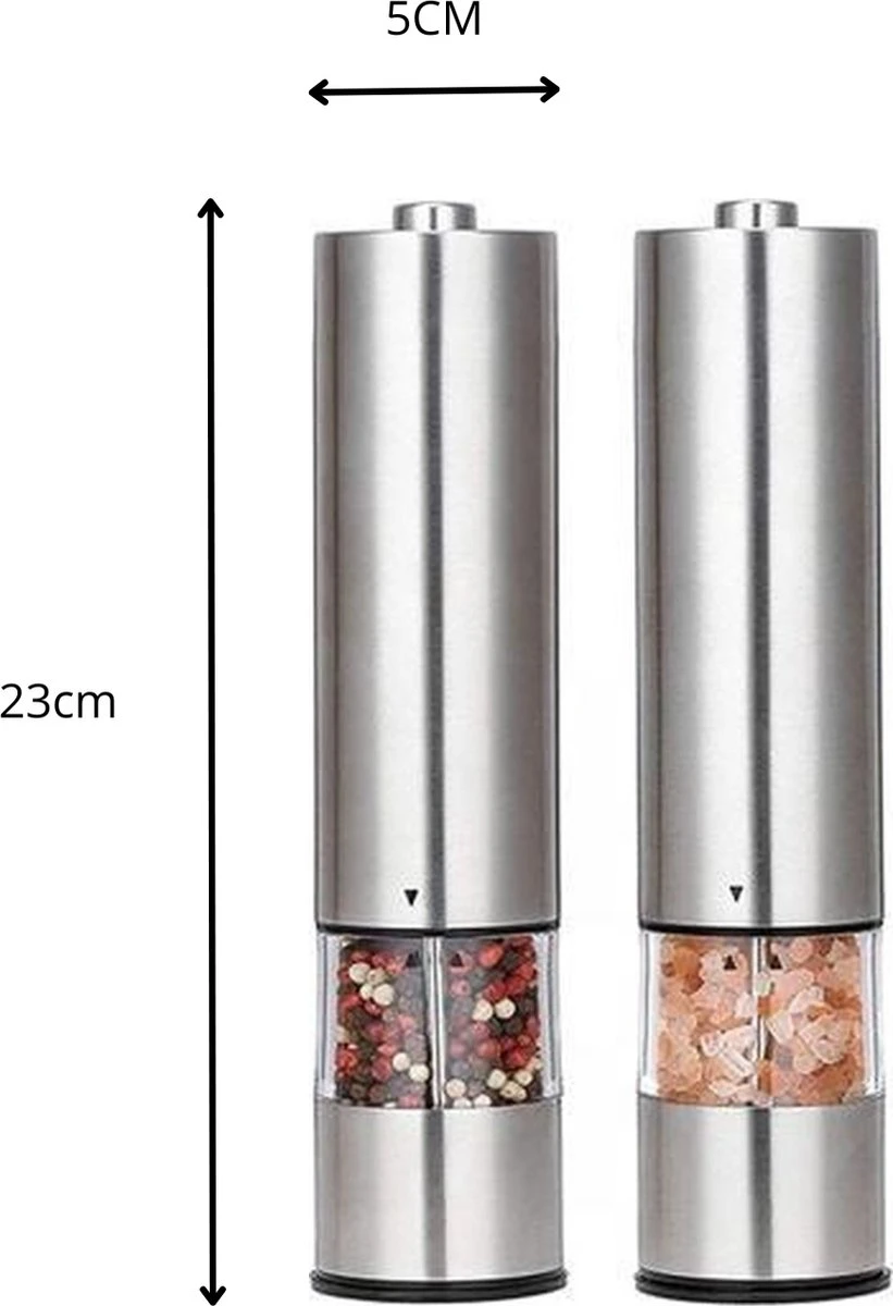 MD-Goods ® Elektrische Peper En Zoutmolen Set - Pepermolen - RVS - Cadeau - Restaurant Kwaliteit 3 MD-Goods ® Elektrische Peper En Zoutmolen Set - Pepermolen - RVS - Cadeau - Restaurant Kwaliteit - Afbeelding 3